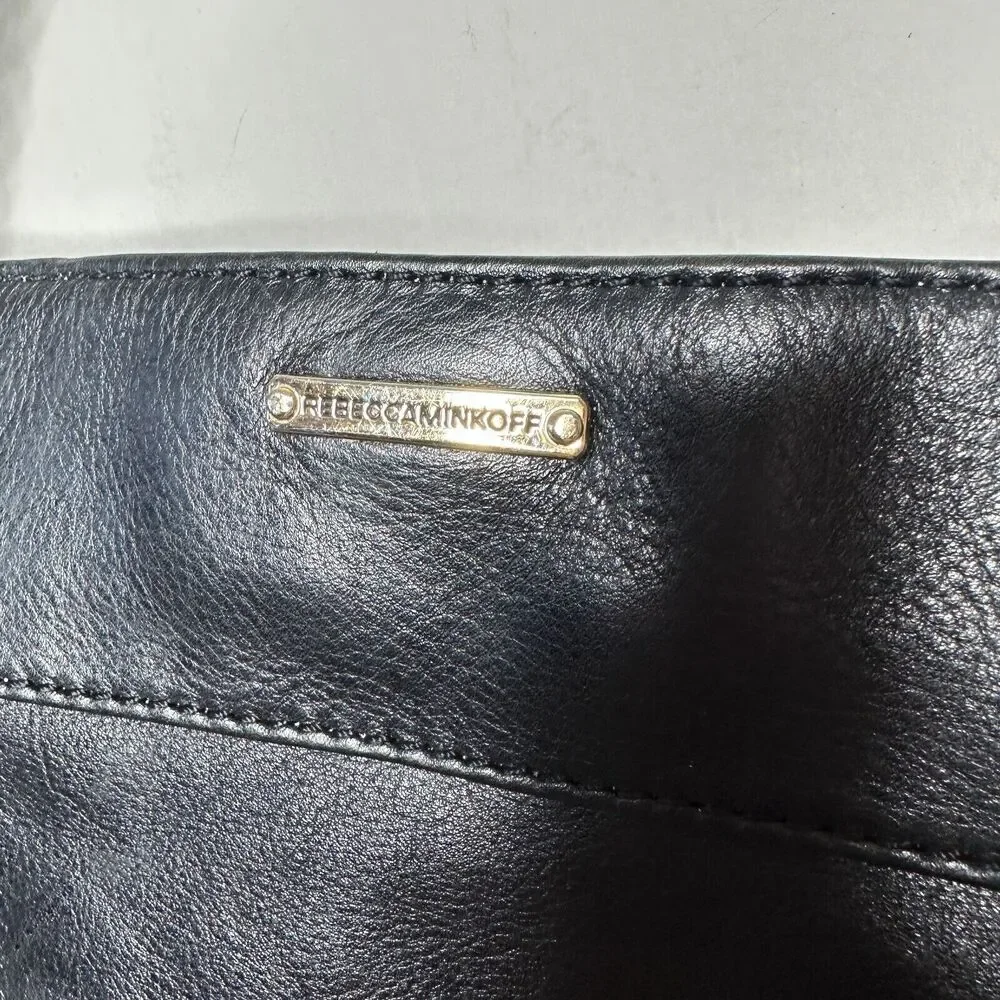 Rebecca Minkoff Black Leather Shoulder Bag Purse with Gold Hardware Chain Strap